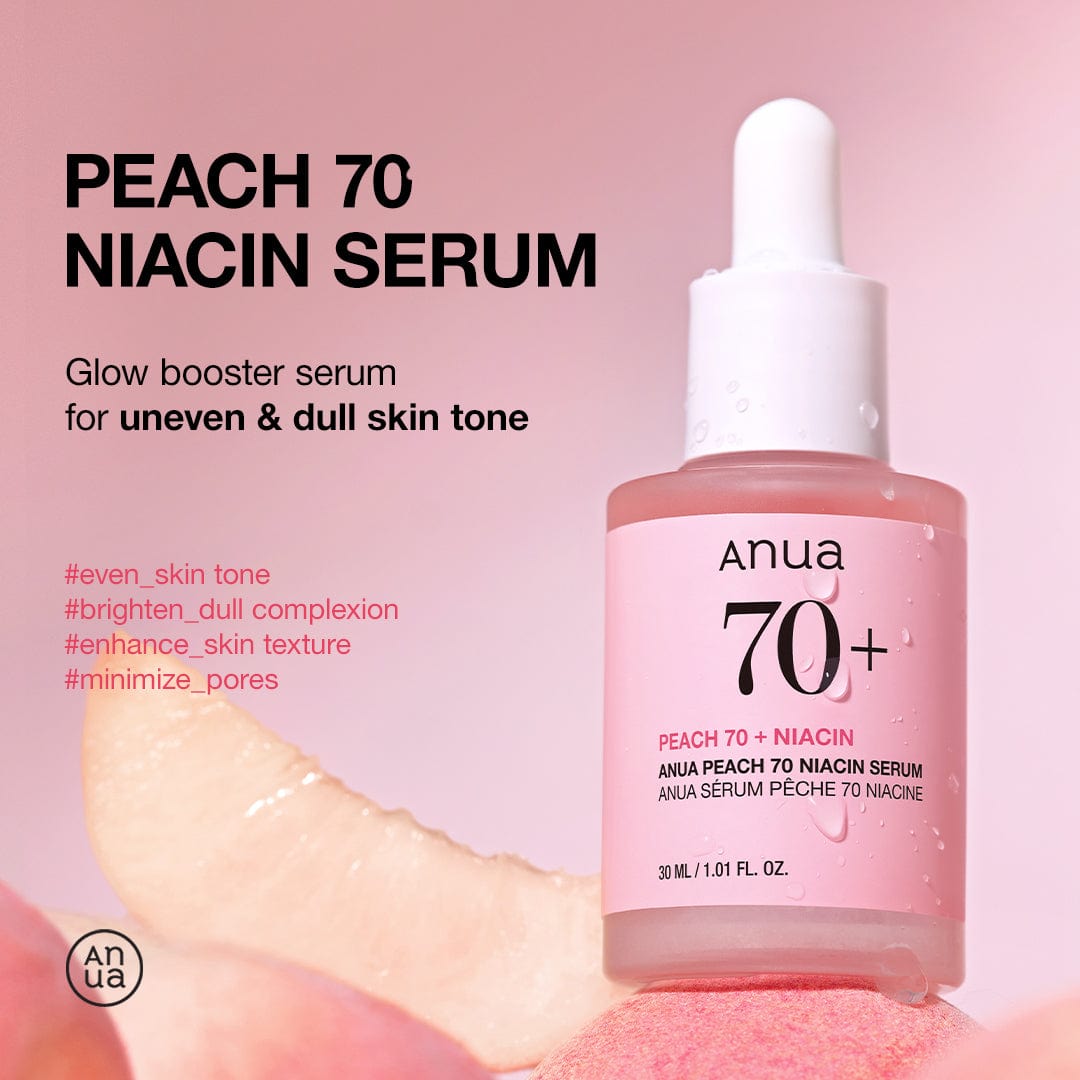 Anua Peach 70% Niacinamide Serum bottle and box