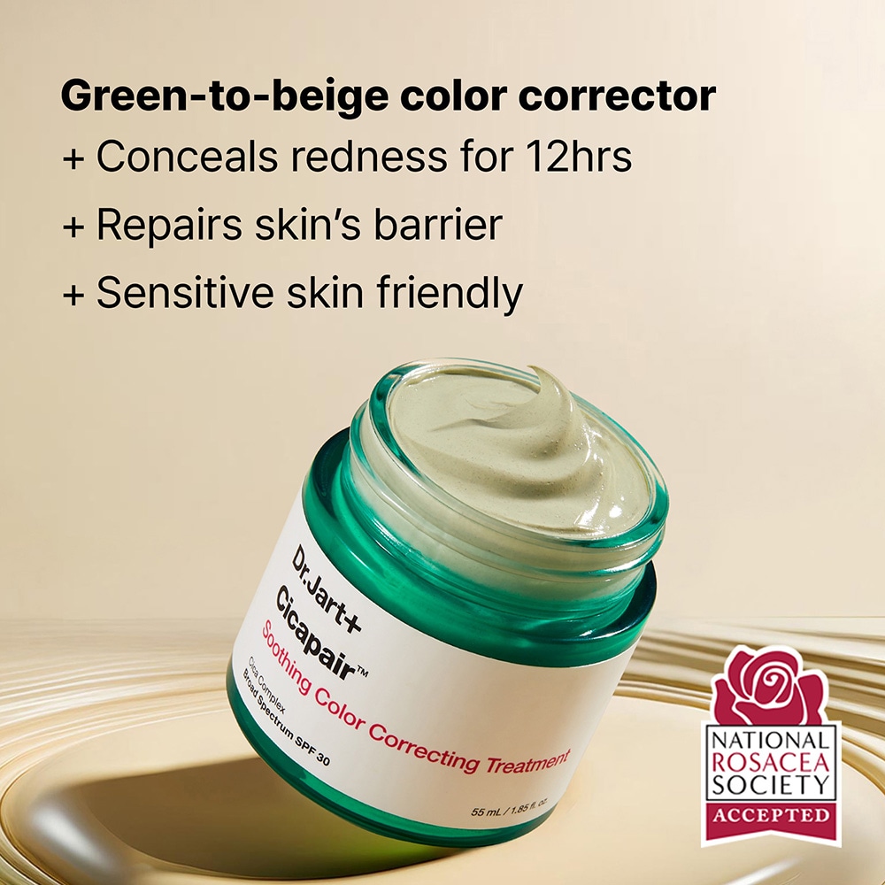 Dr.Jart+ Cicapair green-to-beige color correction demo