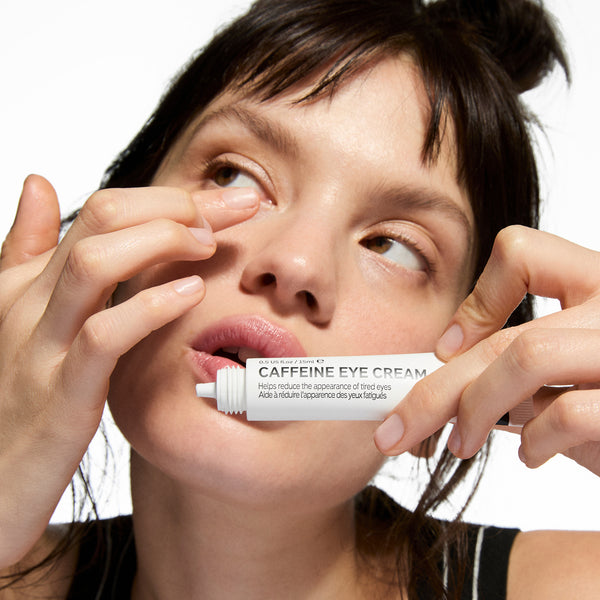 Model applying the Peptide Eye Cream