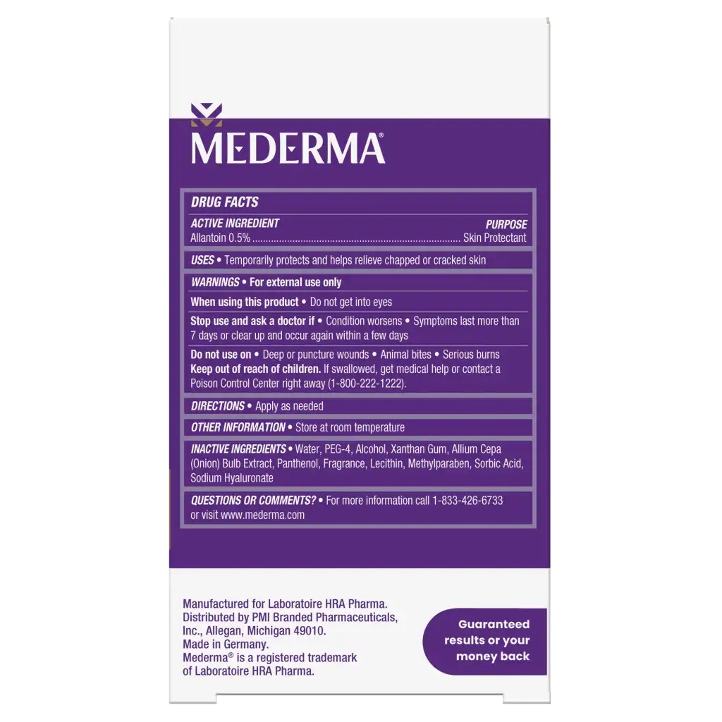 Mederma Advanced Scar Gel back of pack