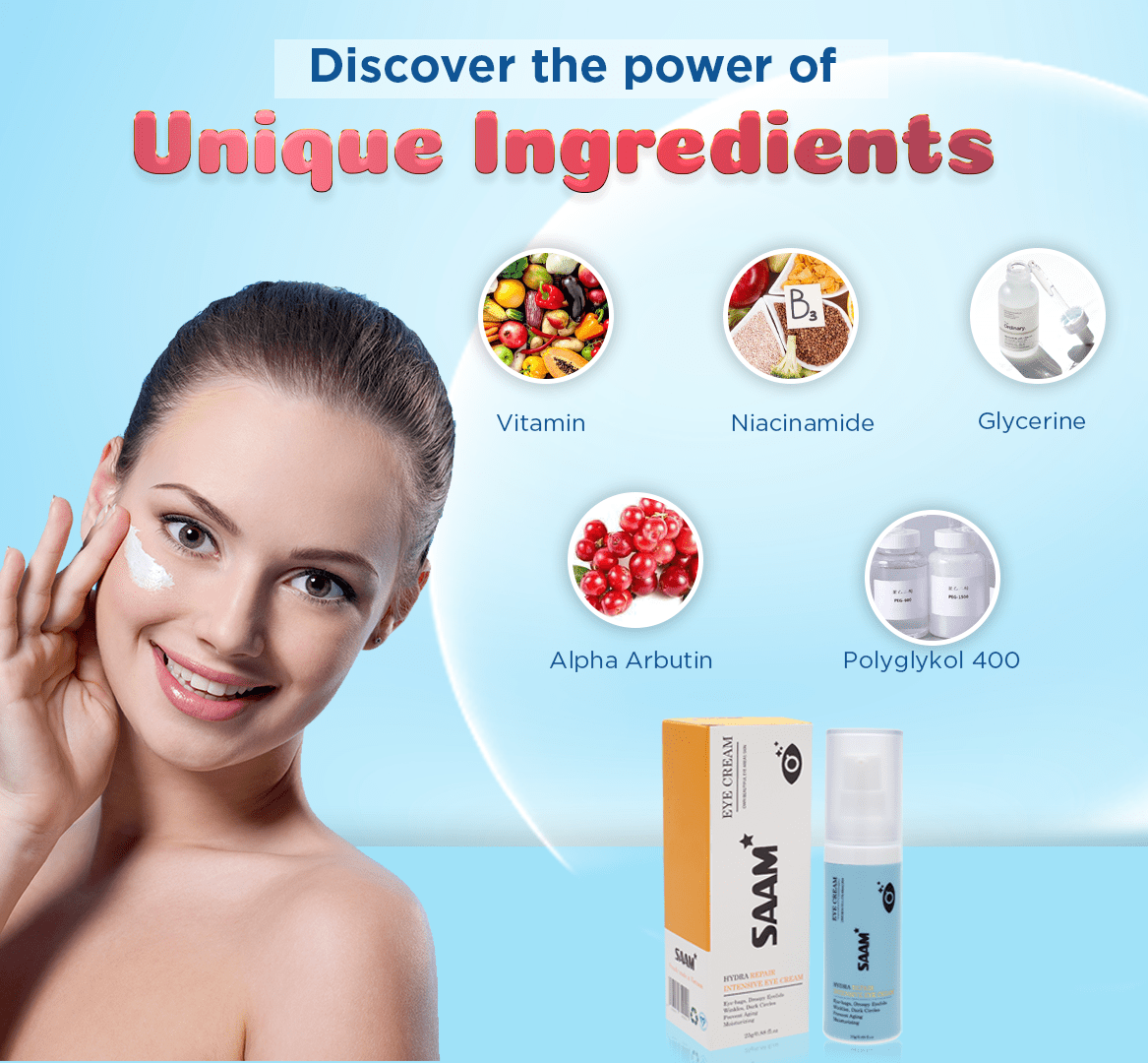 SAAM Eye Cream bottle with retail box