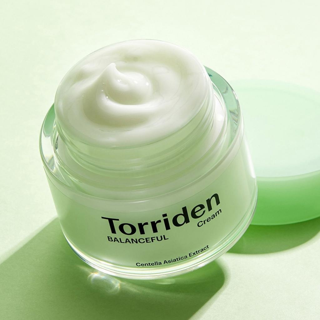 Torriden Balanceful Cica Cream open jar showing gel-cream texture